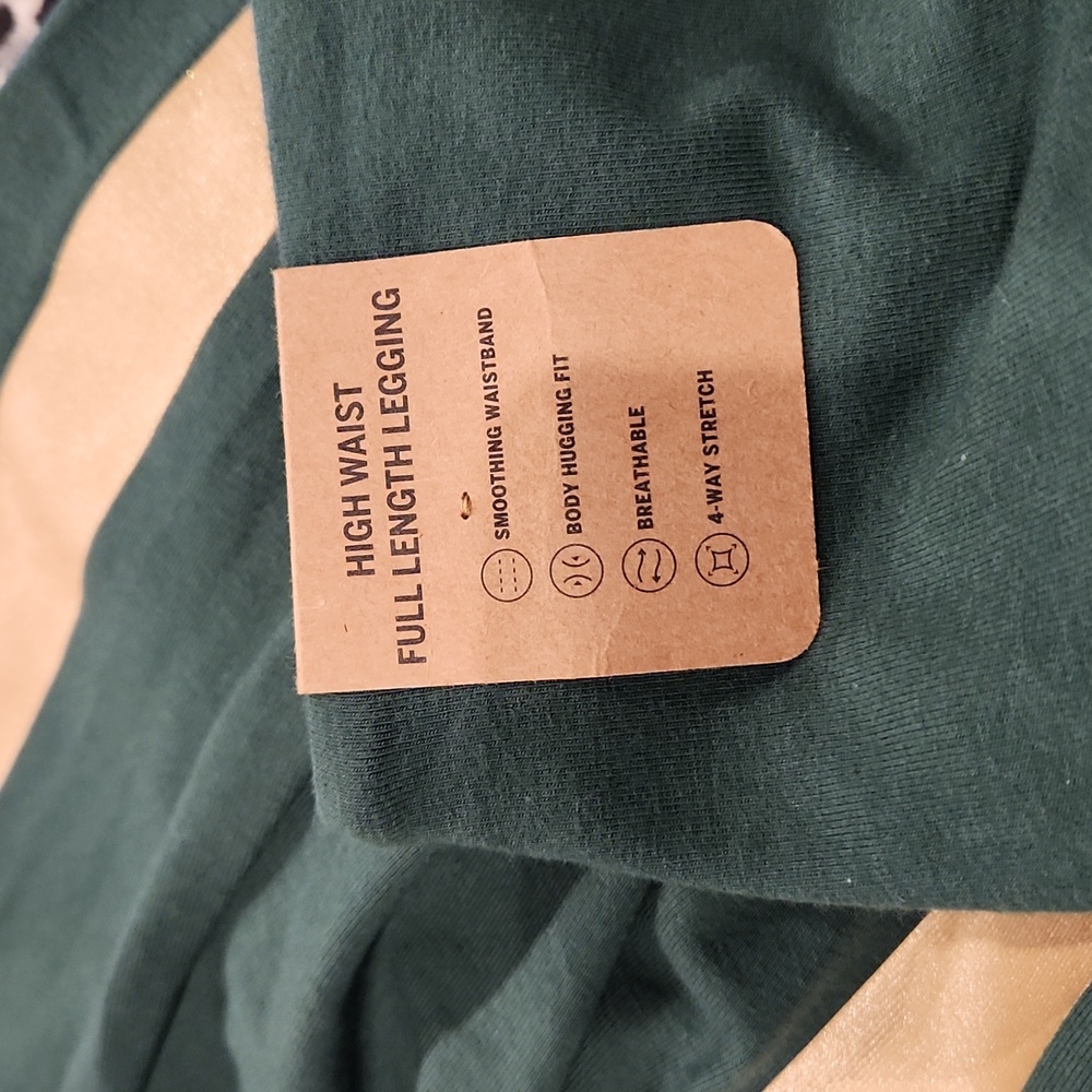 Victoria's Secret Pink- COTTON HIGH-WAIST LEGGINGS- Green, Gold - Picture 5 of 5
